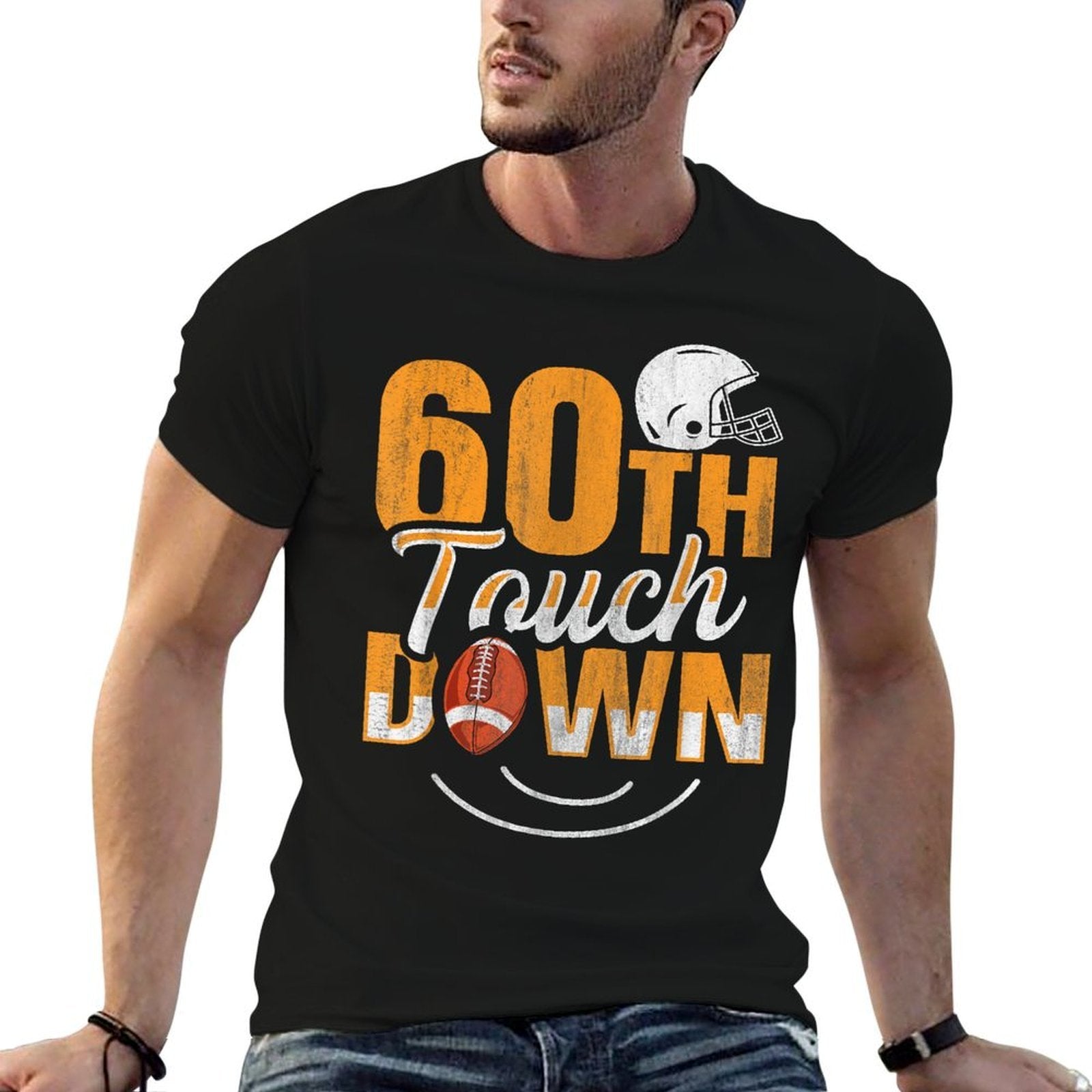 60th Touch Down 60 Years Old Football Player 60th Birthday  Quick-drying T-Shirt