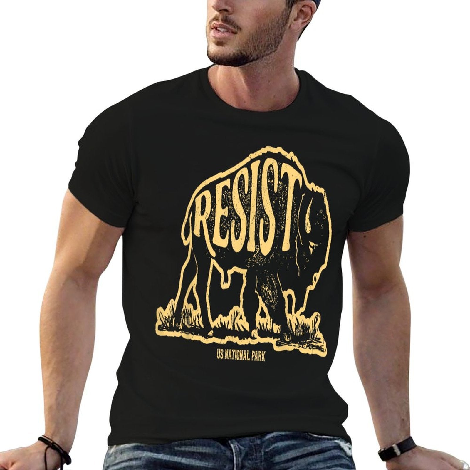 ALT US National Park Resist Service Bison Buffalo Vintage  Relaxed-fit T-Shirt