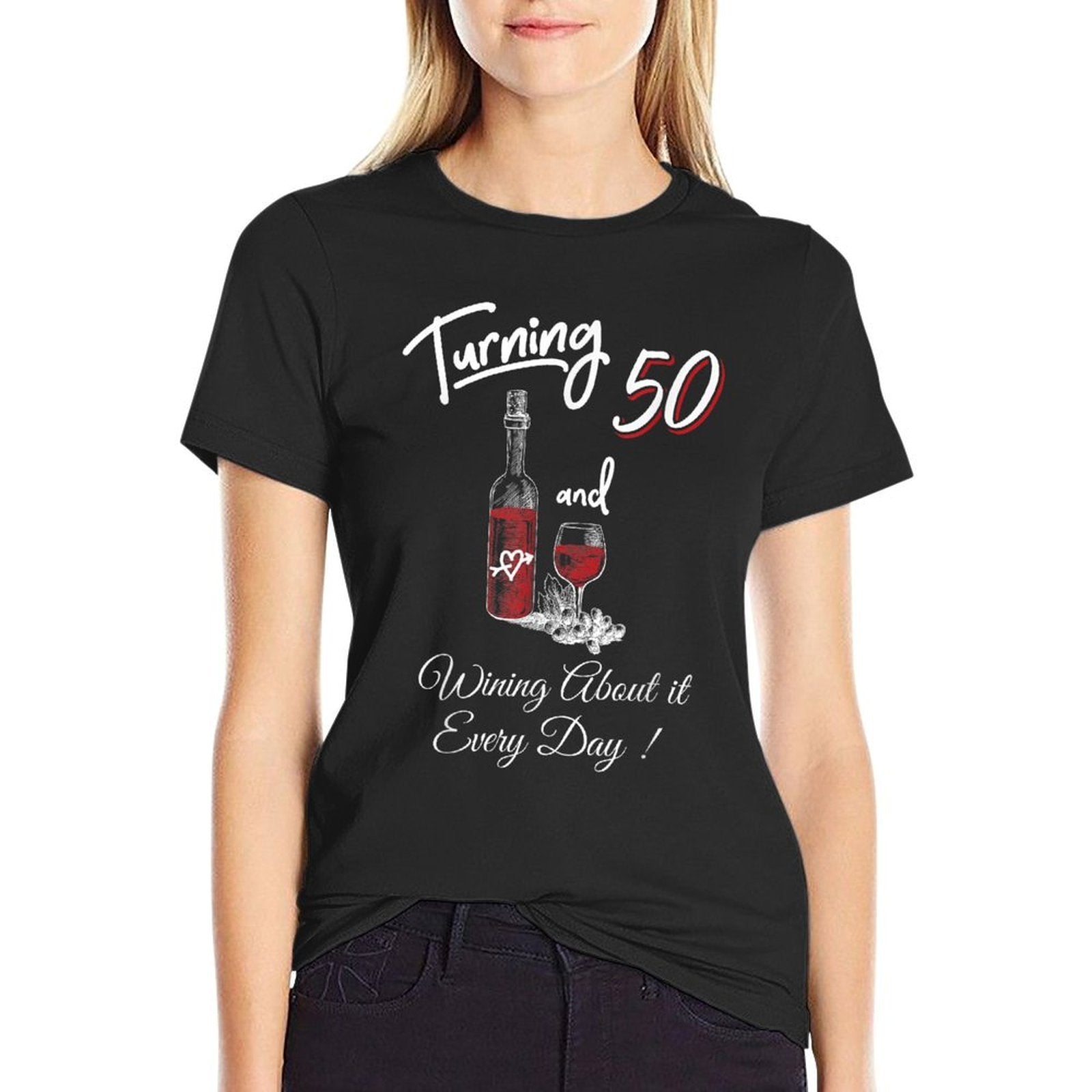 50th Birthday Gift Funny Turning 50 Wine Women  Moisture-wicking T-Shirt