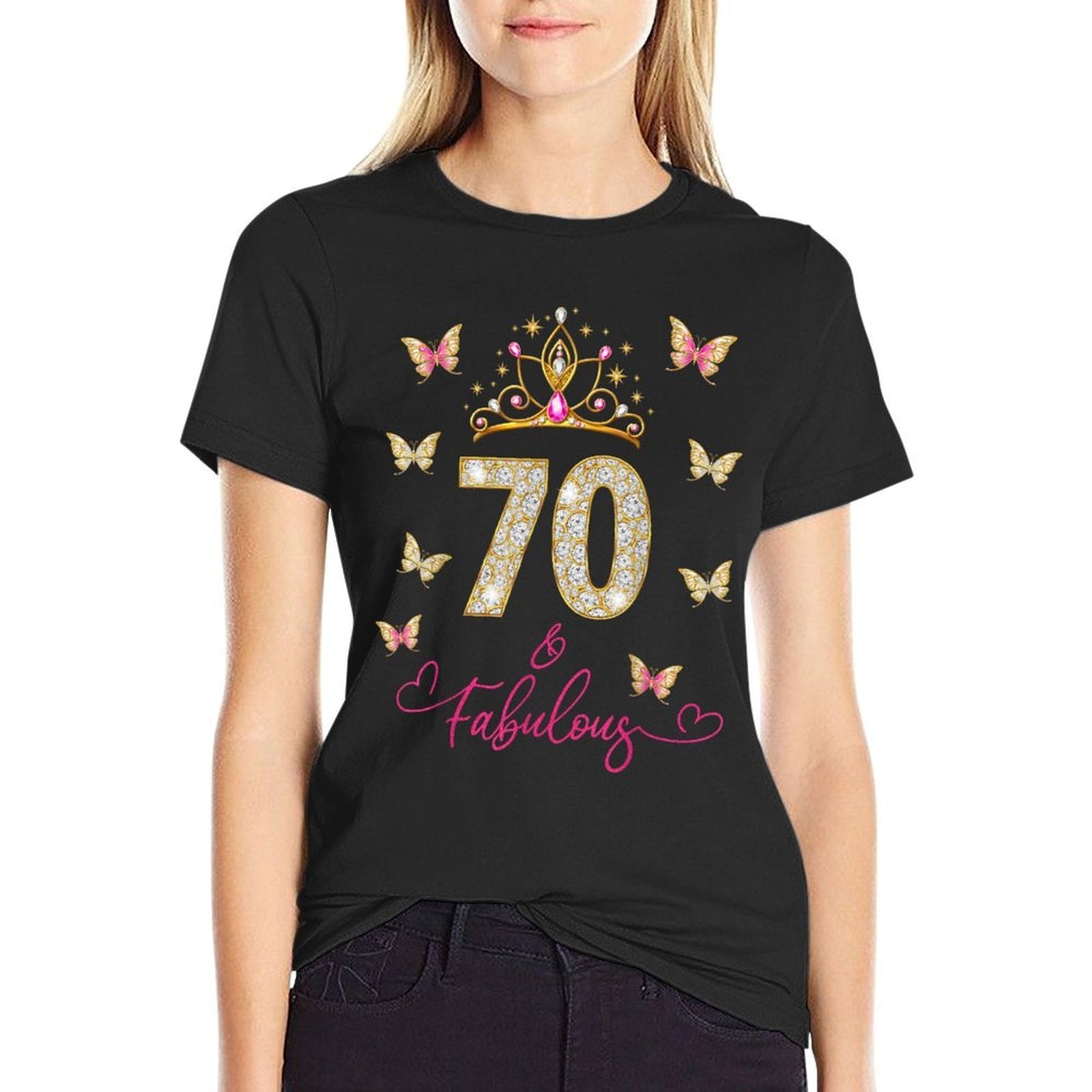 70 And Fabulous, 70 Years Old Women, 70th Birthday  Heathered Texture T-Shirt