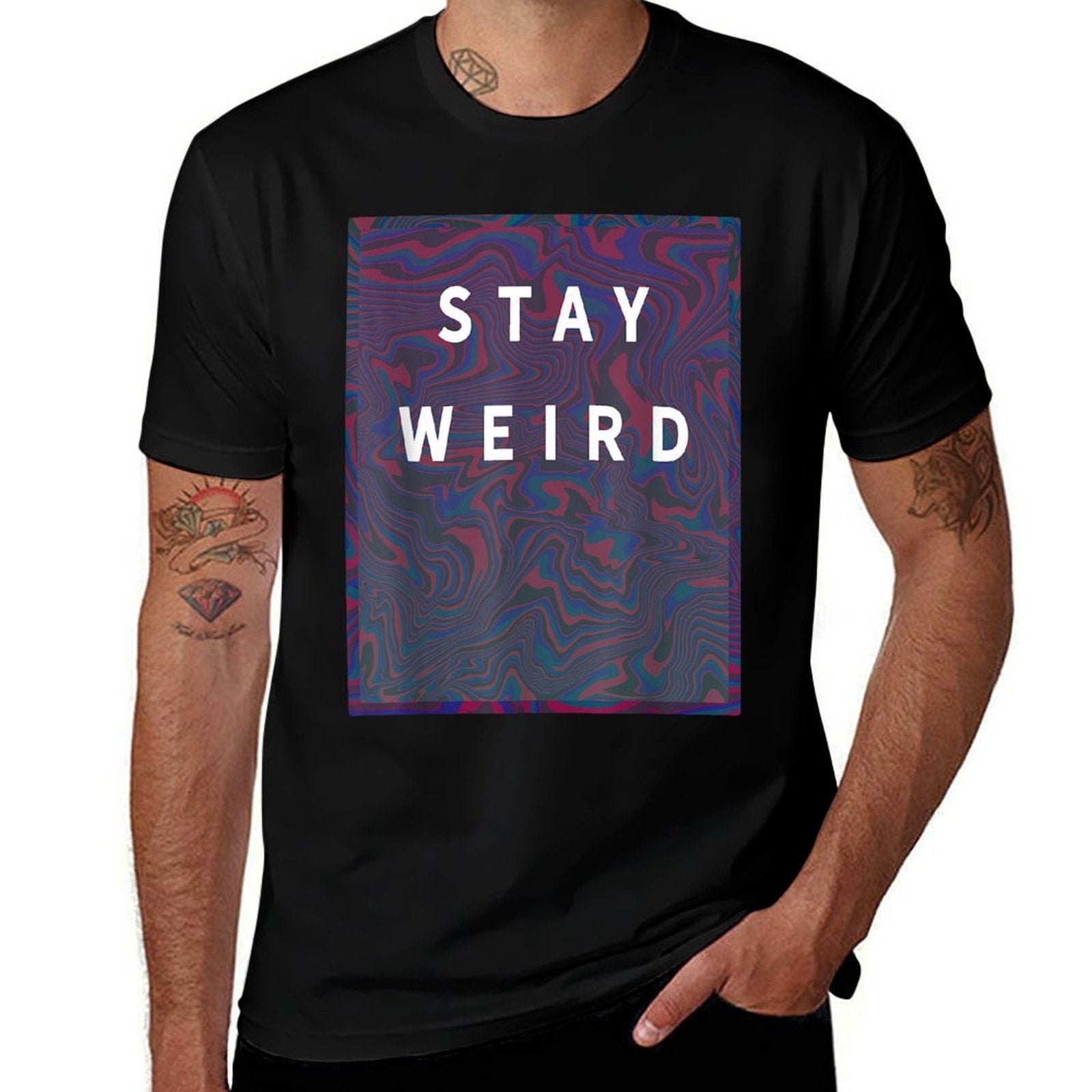Awesome Eboy Trippy Abstract Design Psychedelic Stay Weird  Versatile T-Shirt