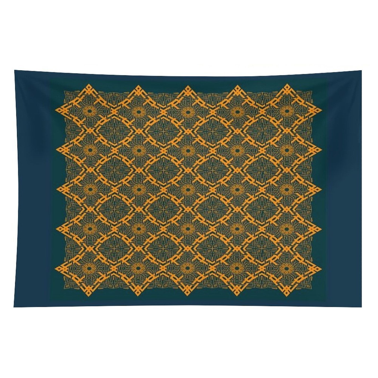 Harmonious Intertwined Lines Orange on Midnight Tapestry
