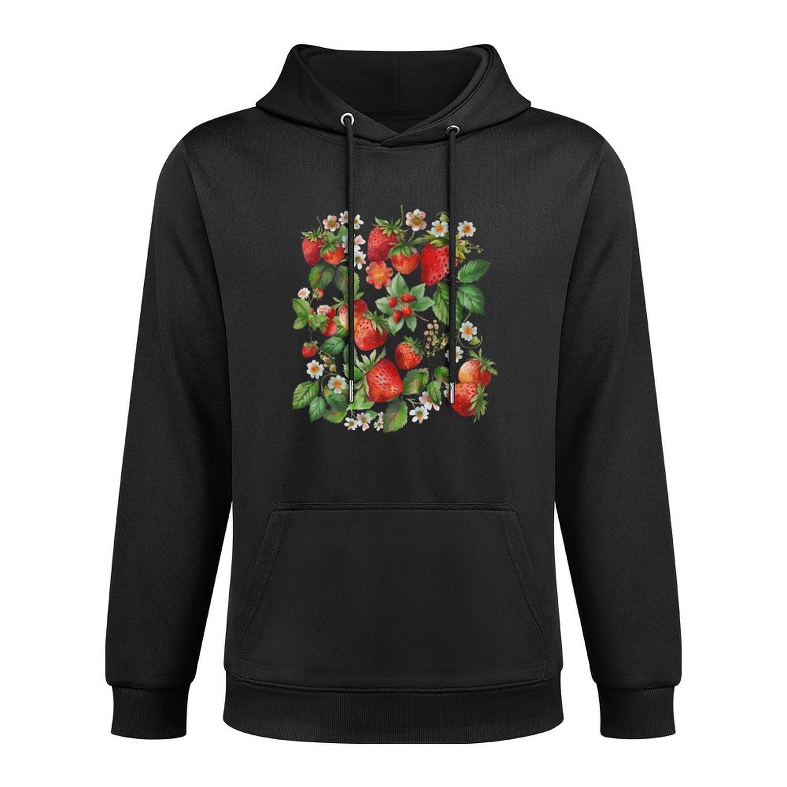 Cottagecore Strawberry Pressed Floral Botanical Strawberry Easy Care Hoodie