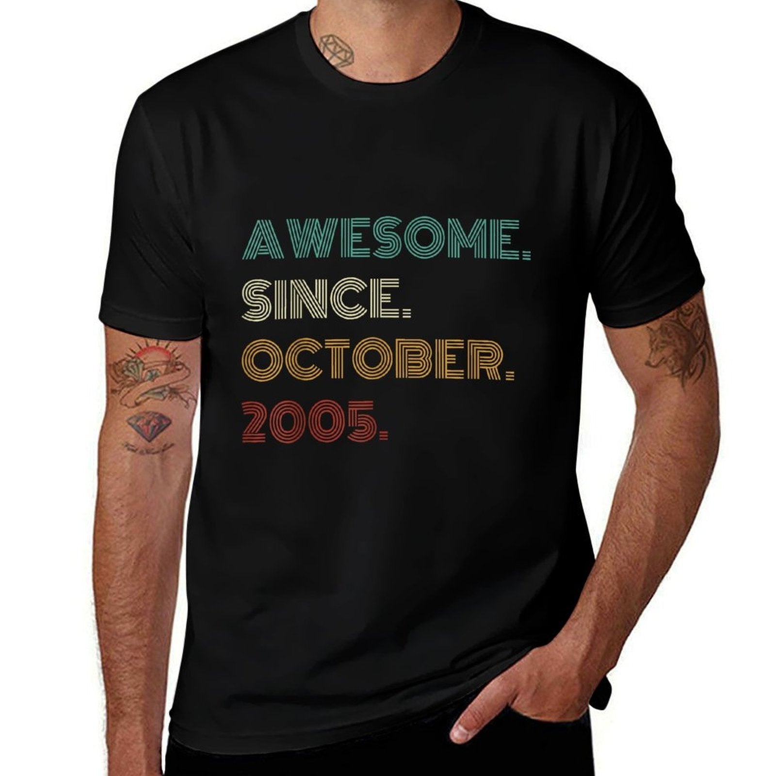 20 Years Old Awesome Since October 2005 20th Birthday  Cotton T-Shirt