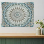 Dreamy Grey, Blue And Ivory Mandala Tapestry