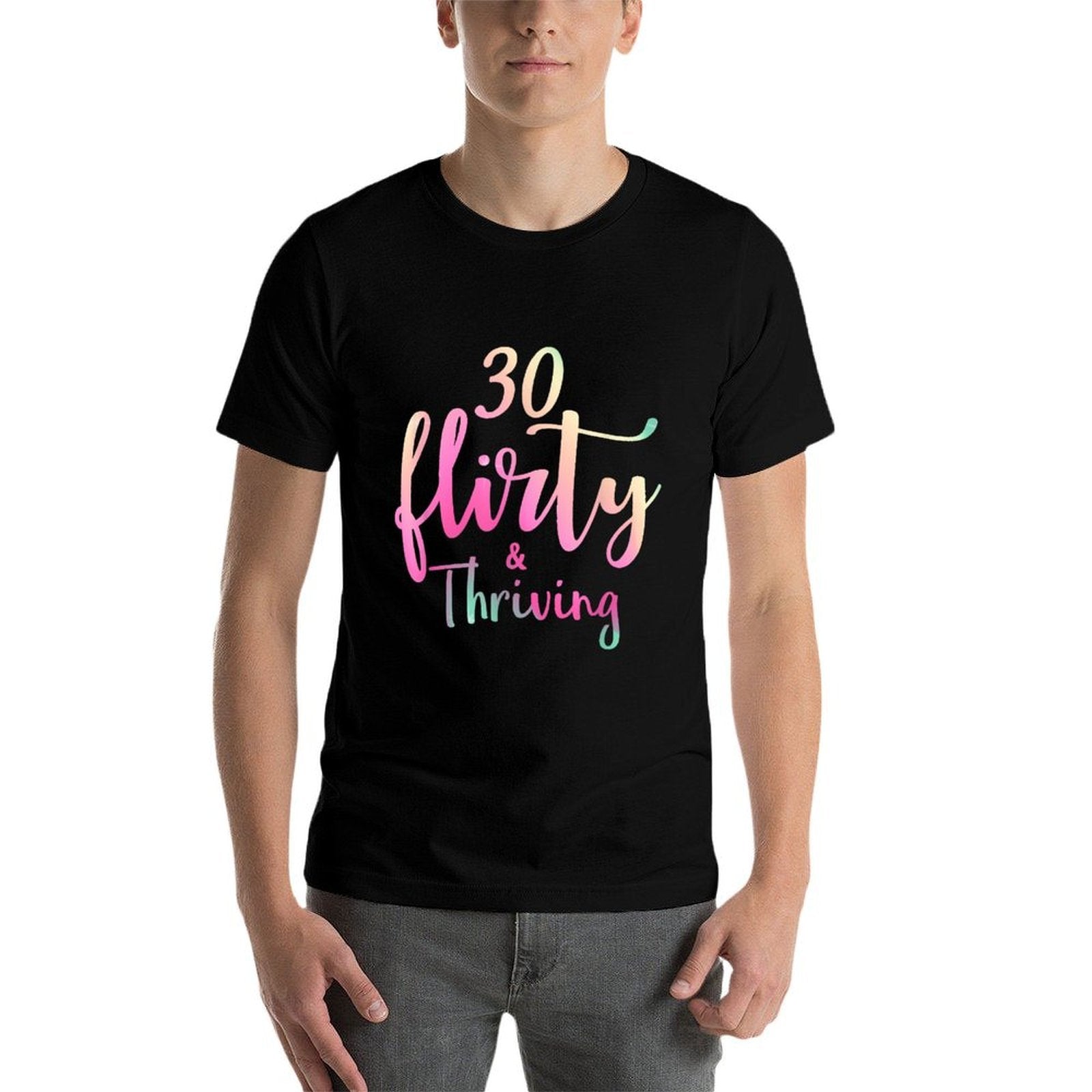 30 Thirty, Flirty & Thriving 30th Birthday Party  Heathered Texture T-Shirt