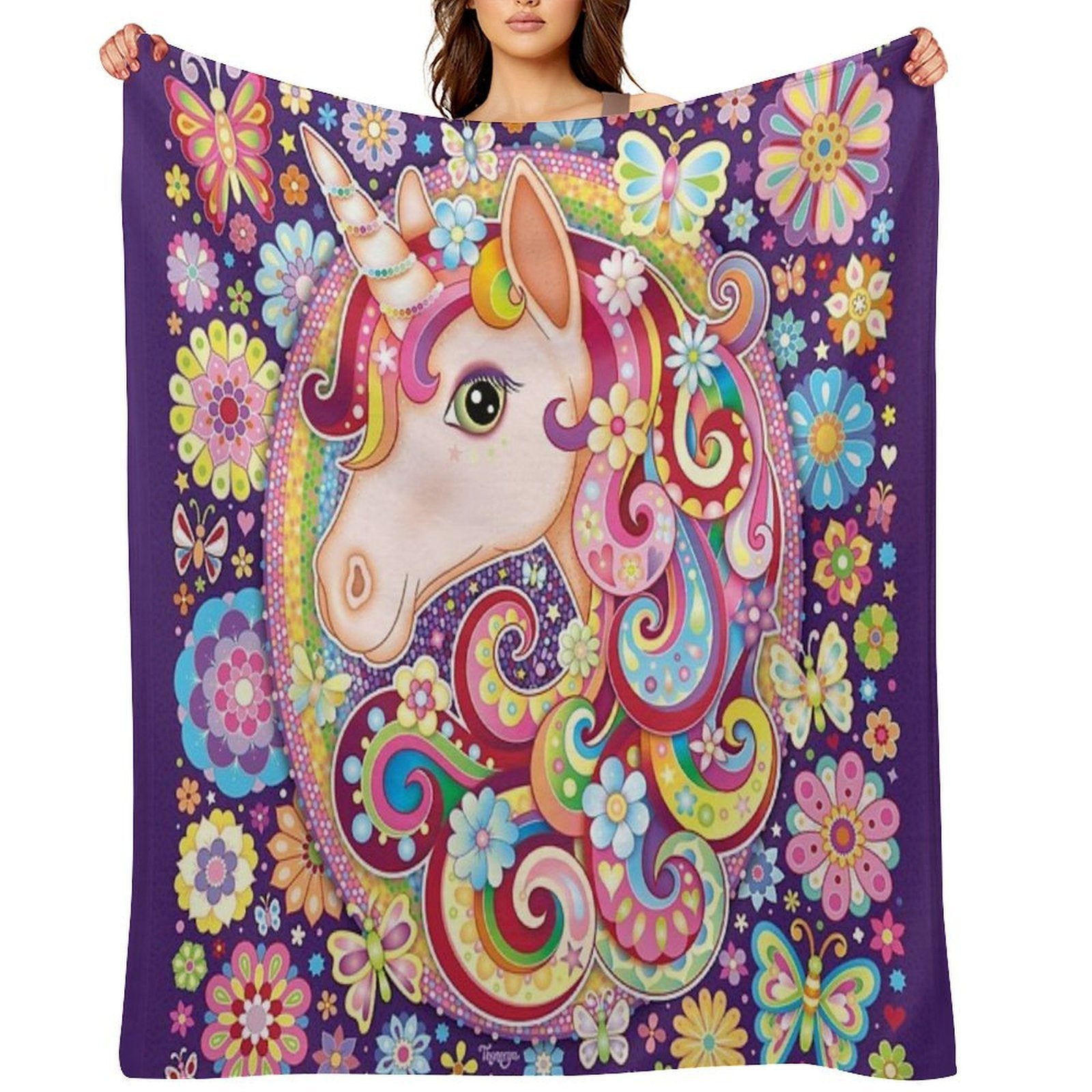 Unicorn Rainbow Art - Colorful Unicorn Art by Thaneeya McArdle Quick-dry Throw Blanket