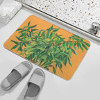 Ash-Tree, Floral Art Pastel Painting Green Yellow  Easy Maintenance Bath Mat