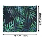 Dark Green Palms Leaves Pattern Tapestry