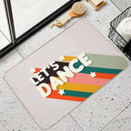 Let's Dance Retro Rainbow Text  Stain-Proof Bath Mat