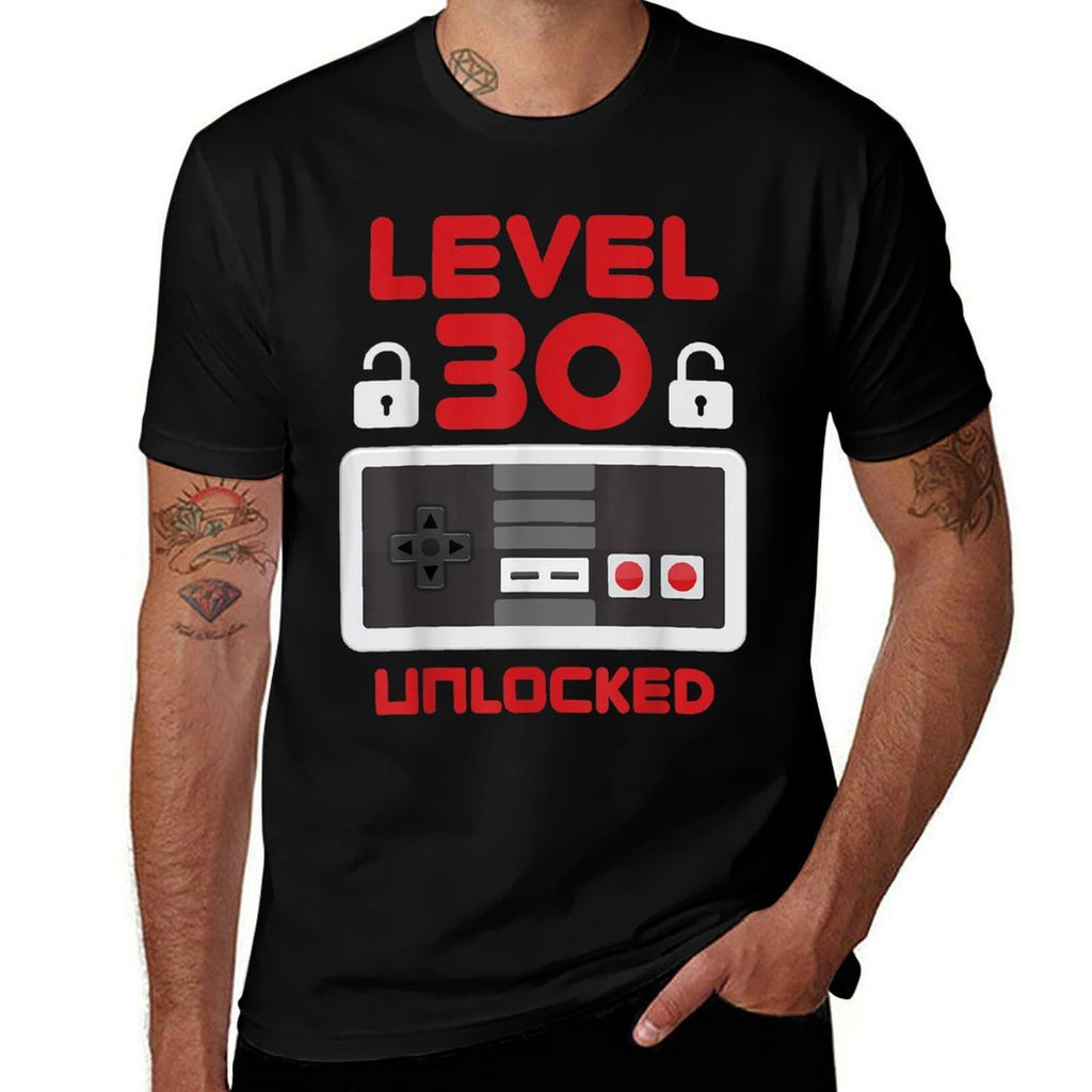 Level 30 Unlocked Gamer 30th Birthday  High-quality Stitching T-Shirt