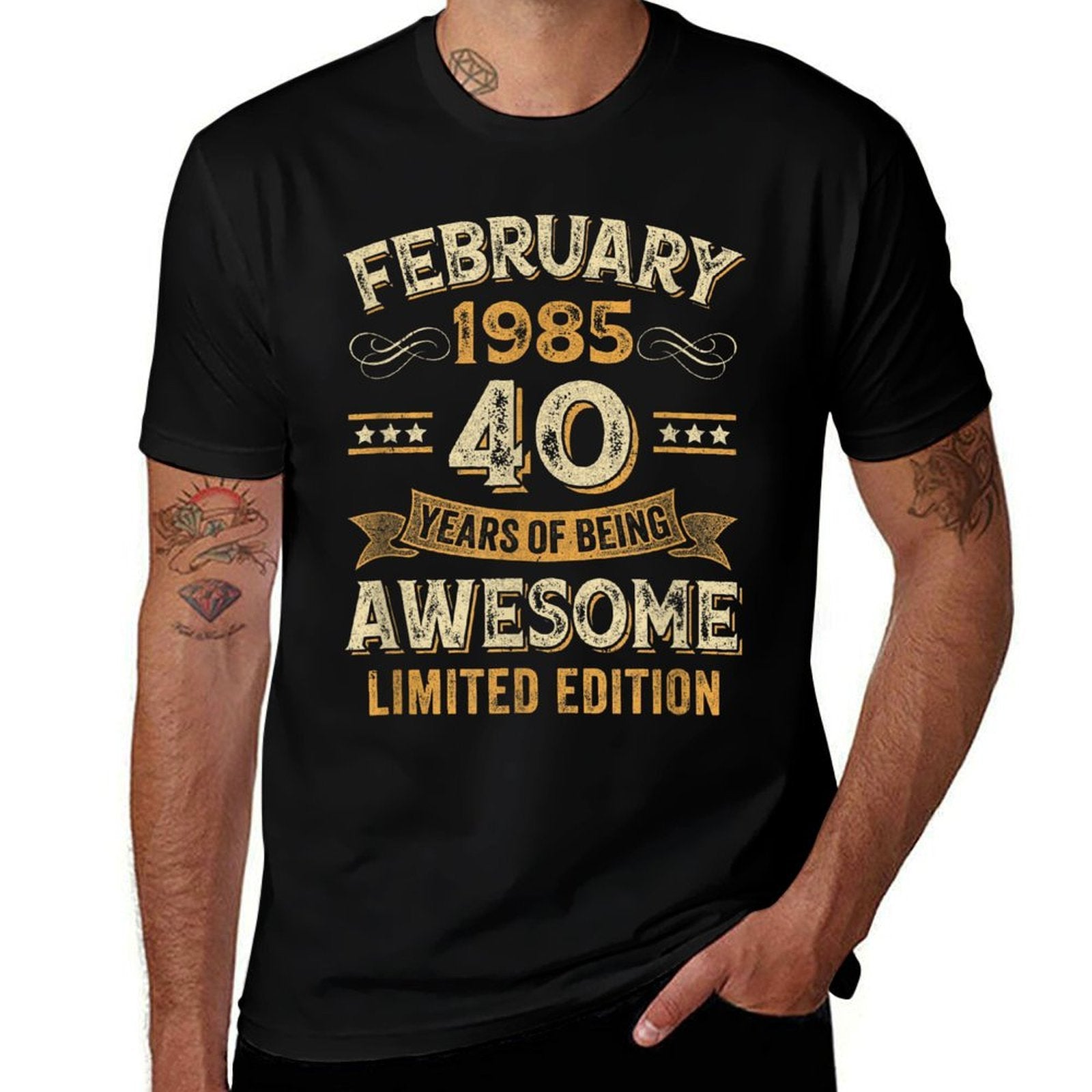 40 Years Awesome Vintage February 1985 40Th Birthday  Vintage-inspired T-Shirt