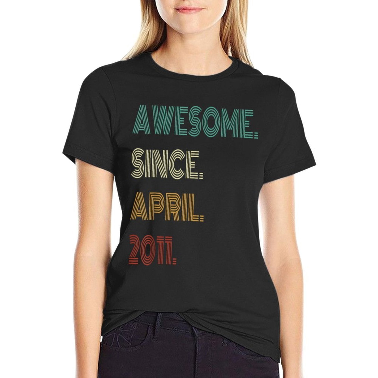 14 Years Old Awesome Since April 2011 14th Birthday  Stretchy T-Shirt
