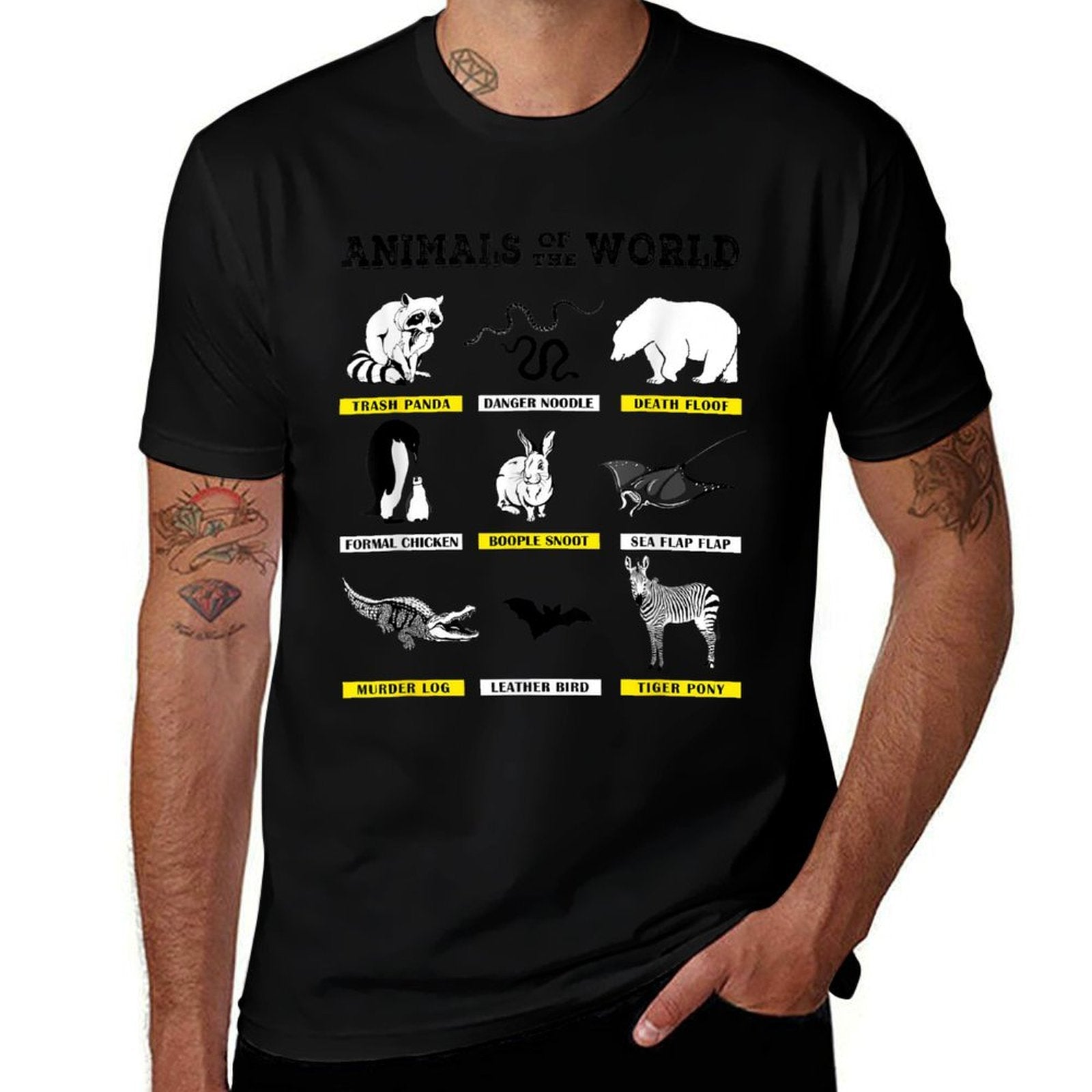 Animals Of The World Funny Animal Real Names  Rolled Sleeves T-Shirt