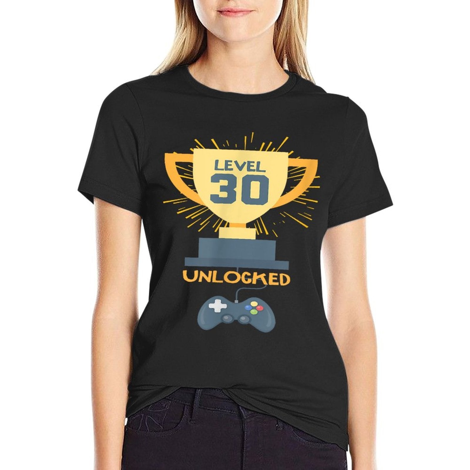 30th Birthday Gift 30 Year Old Level Up Gamer Tshirt  Stretchy T-Shirt