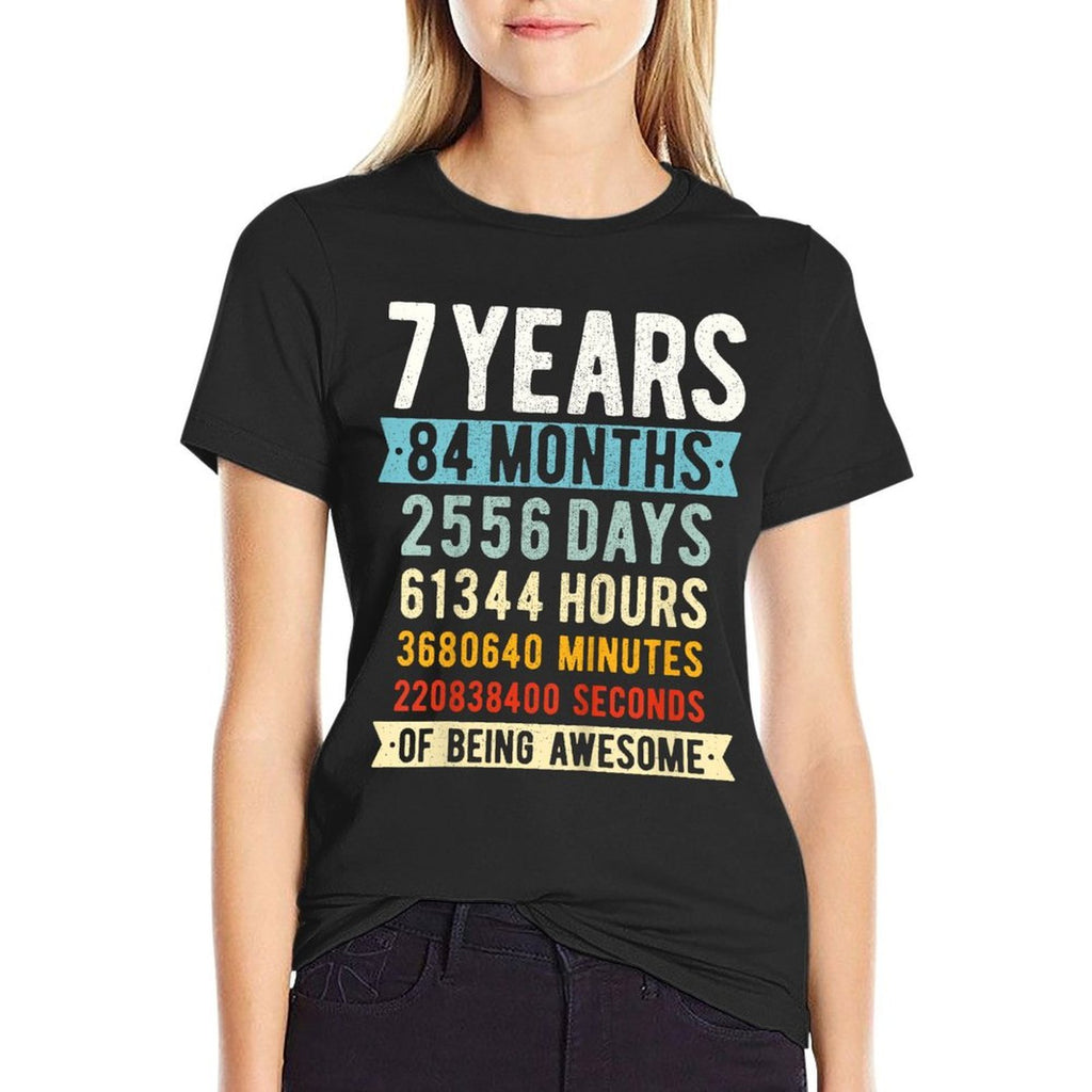 7th Birthday 7 Years Old Vintage Retro 84 Months  Graphic-printed T-Shirt