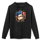 Patriotic Baseball 4th Of July Men USA American Flag Boys Breathable Fabric Hoodie