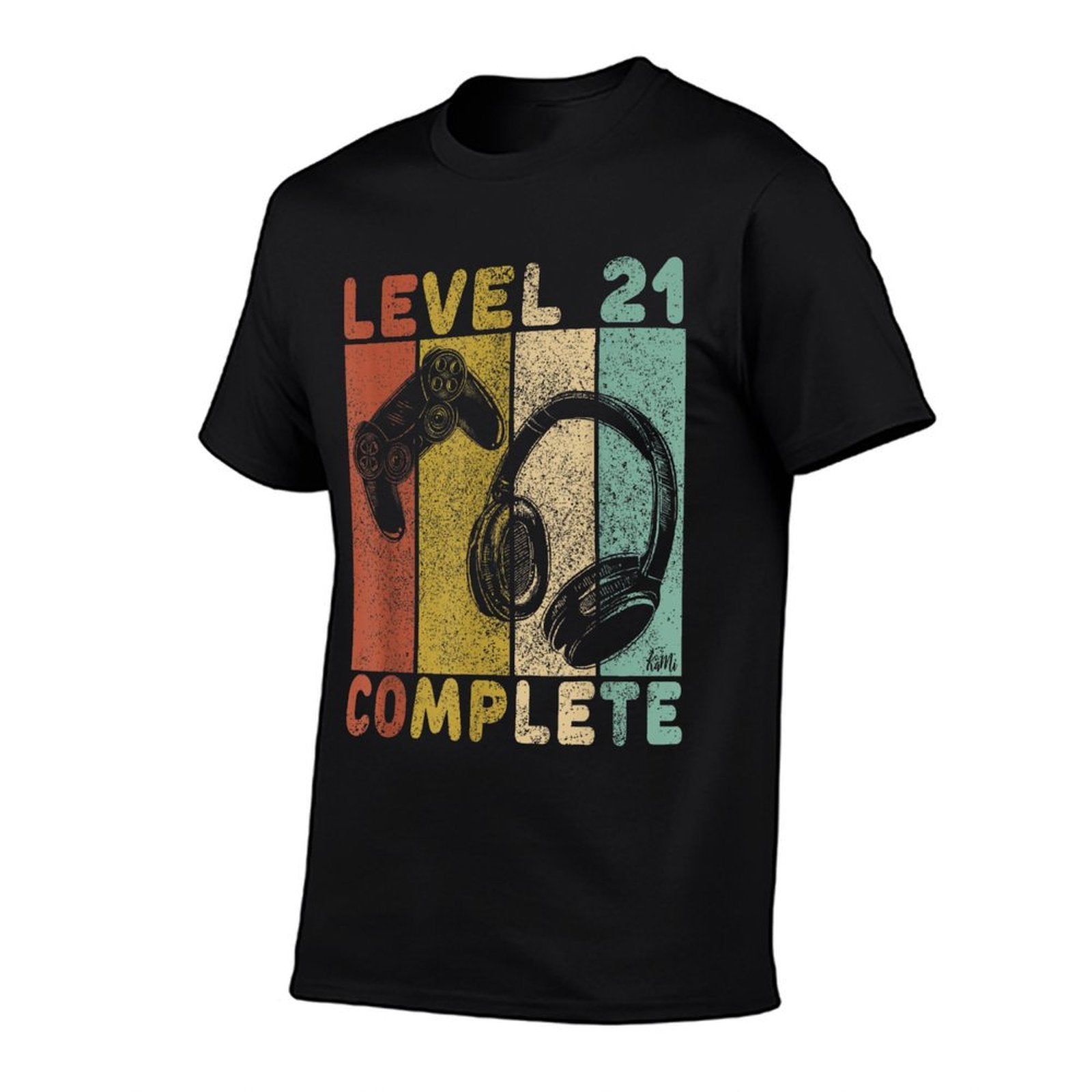 21st Birthday Men Gaming Level 21 Complete  Rolled Sleeves T-Shirt