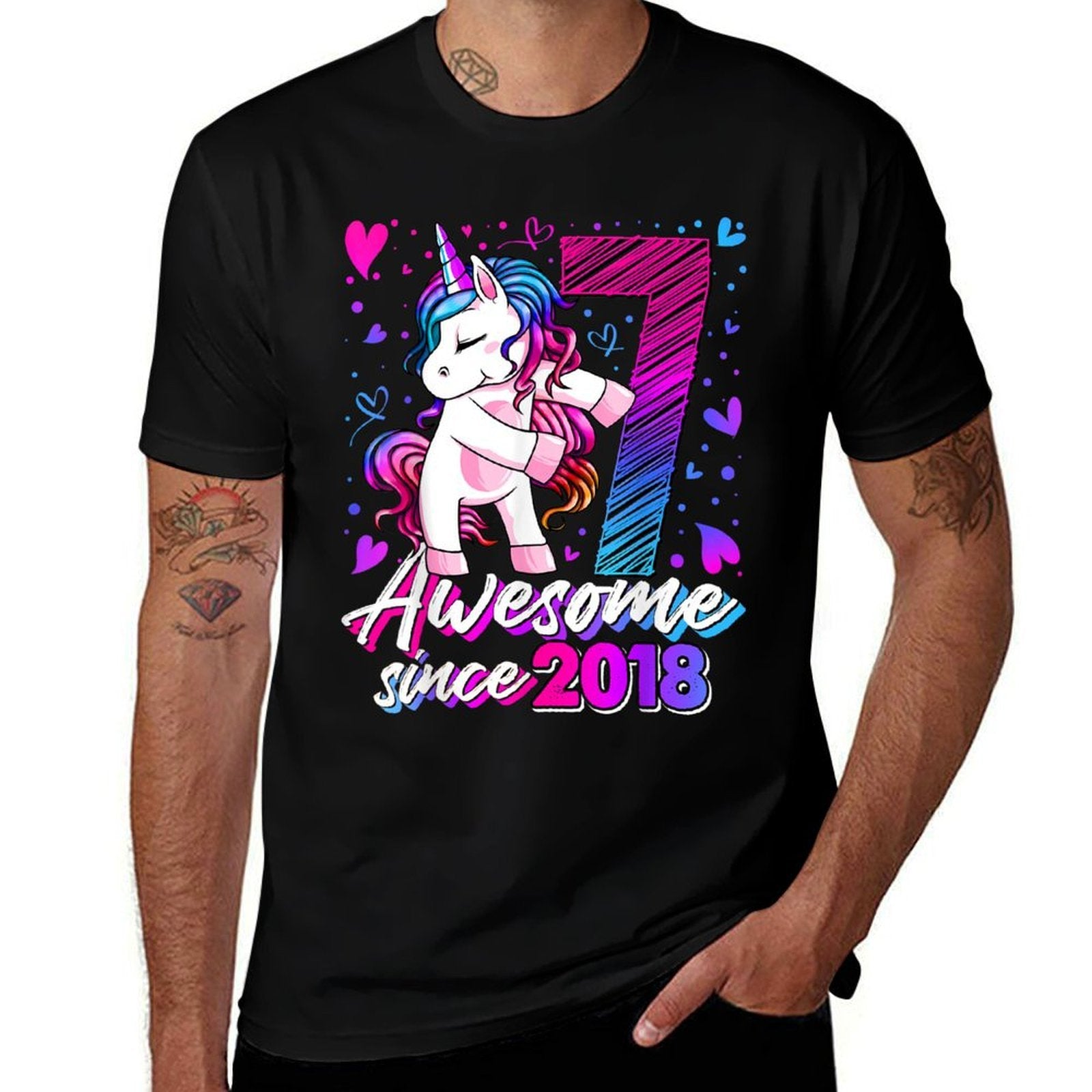 7 Year Old Unicorn Gifts For Girls 7th Birthday Girl Party  Lightweight T-Shirt