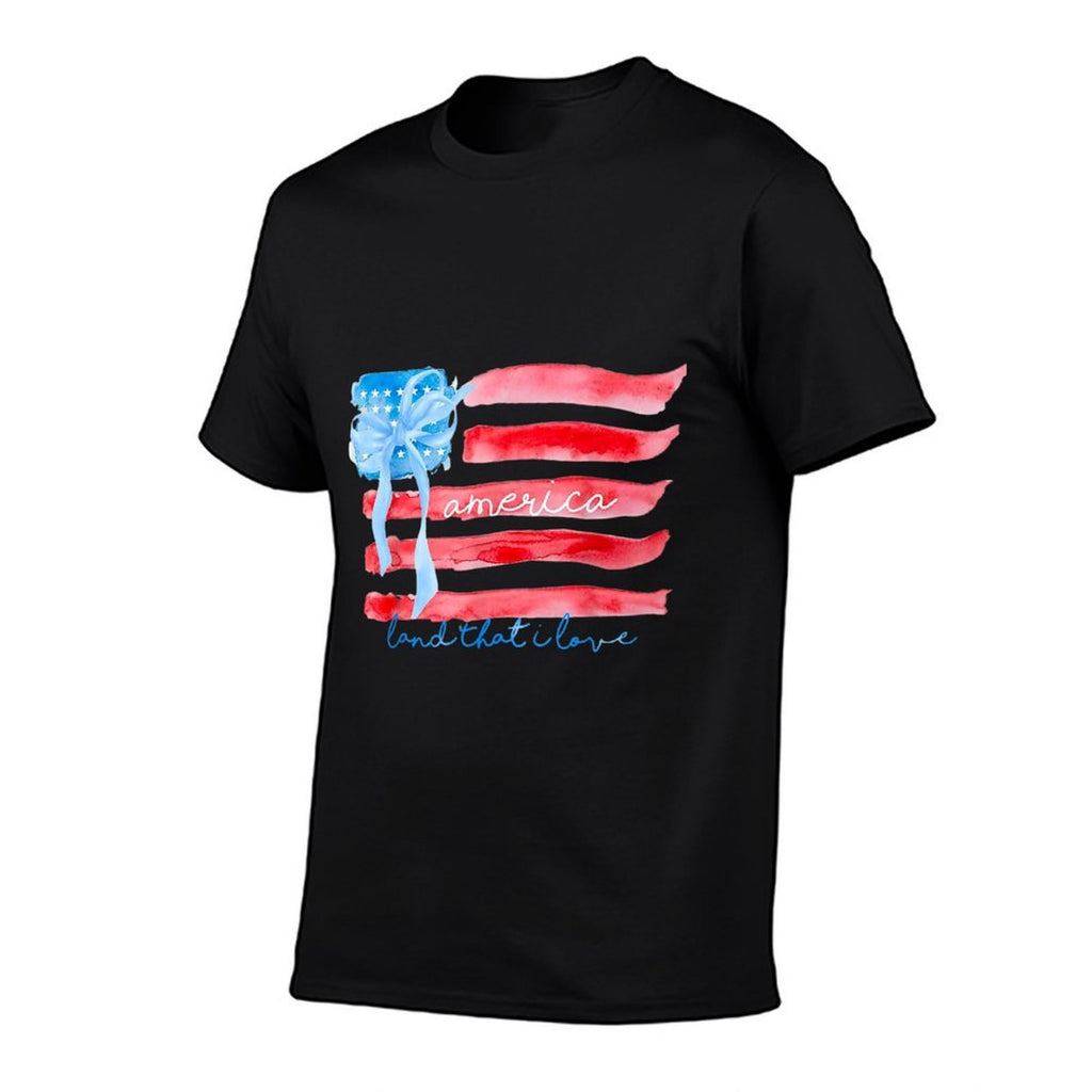 America Land That I Love - Coquette Watercolor American  High-quality Stitching T-Shirt