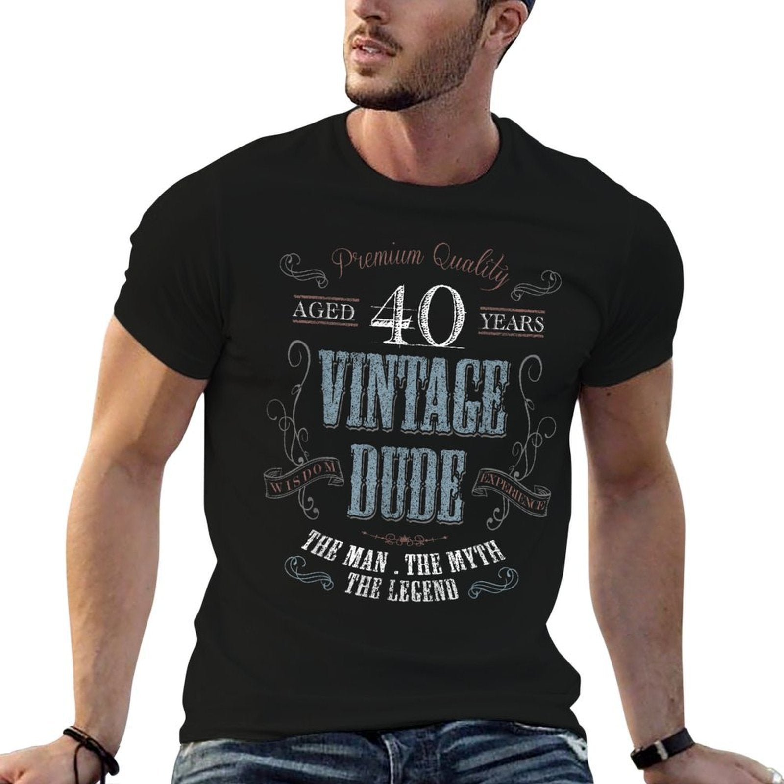 40th Birthday Idea for Vintage Dude 40 Years Old  Relaxed-fit T-Shirt