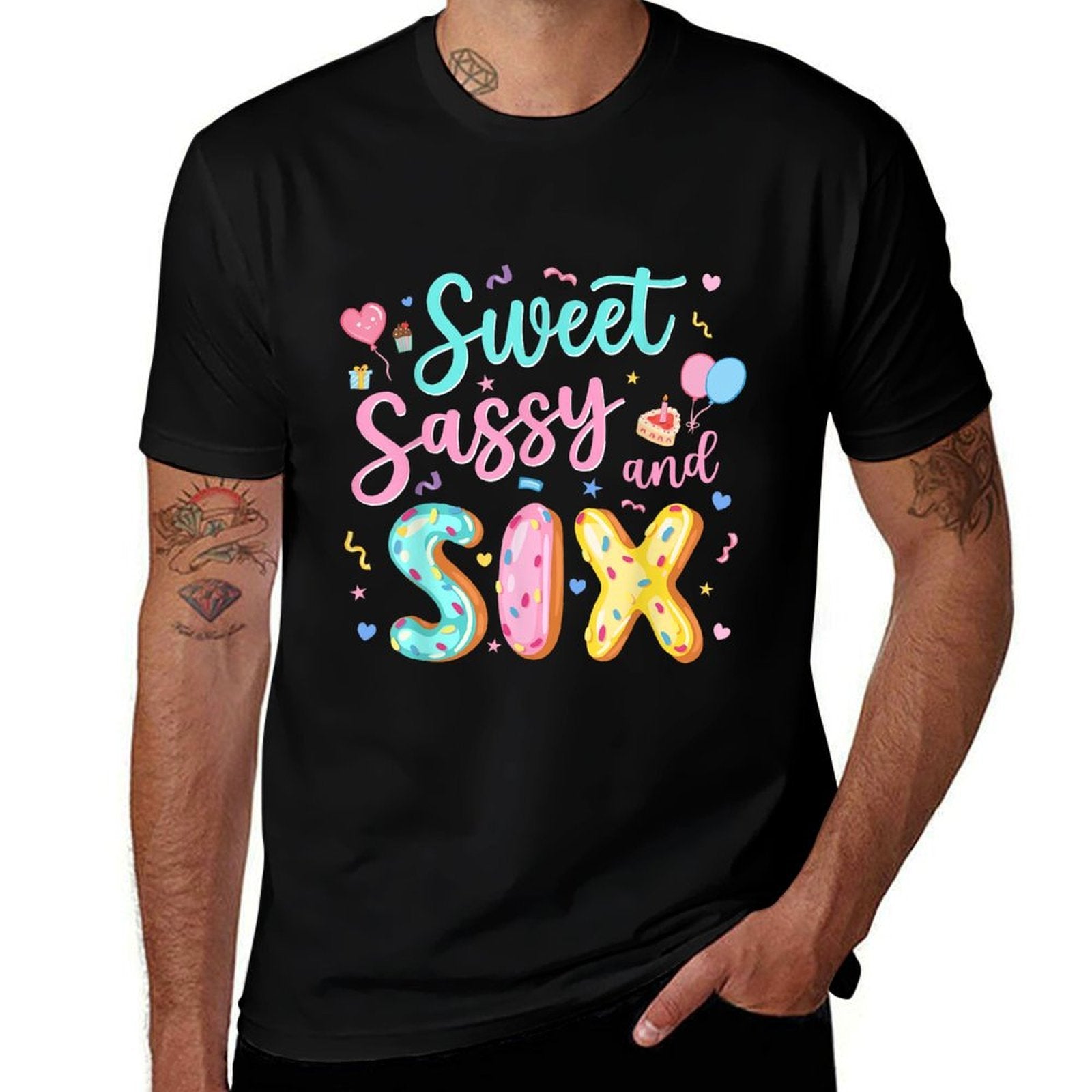 6Th Birthday Girl Sweet Sassy And Six Donut 6 Year Old Kids Comfortable T-Shirt