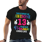 13 Years Old Girl Birthday Quote 13th B-day Princess Graphic  Relaxed-fit T-Shirt