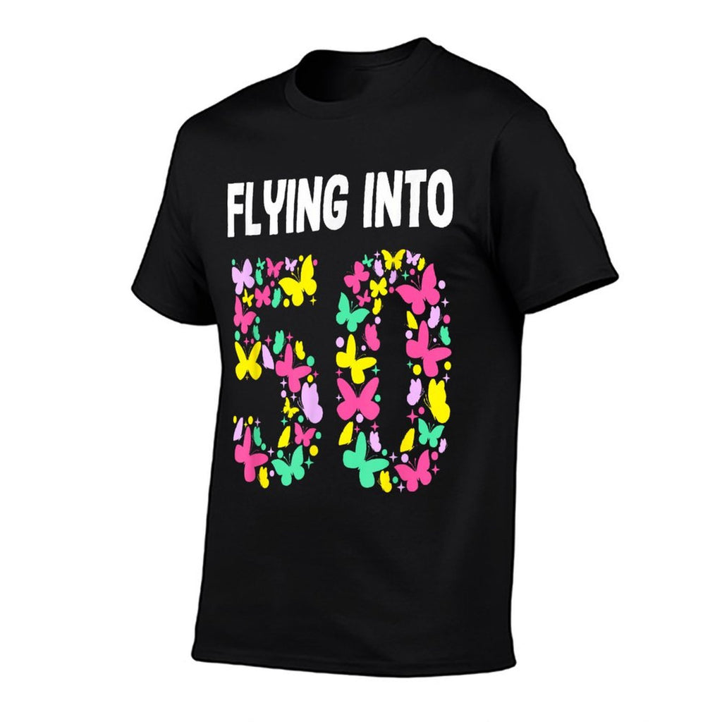 50 Year Old It's My 50th Birthday Butterfly Theme Party  Ribbed Collar T-Shirt