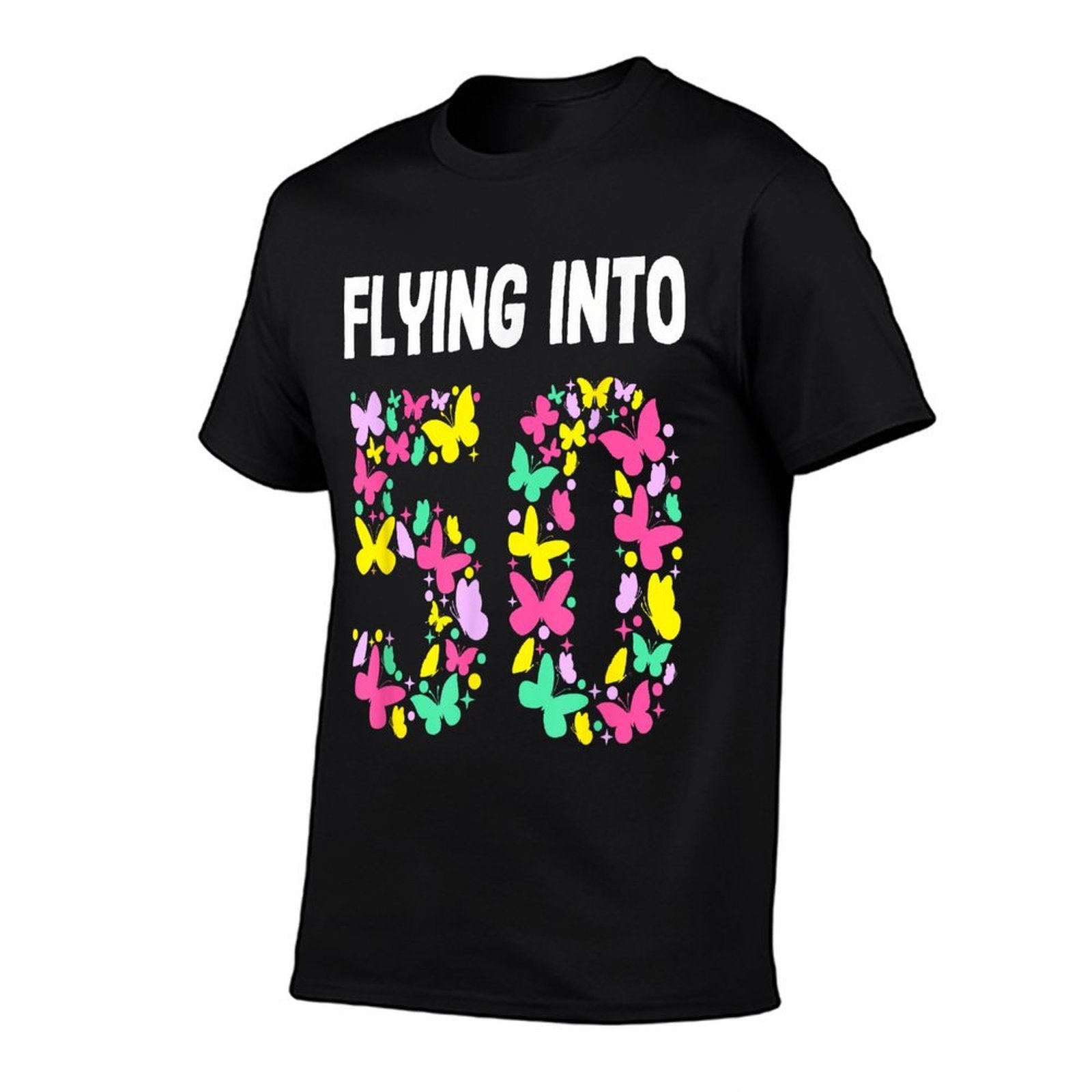 50 Year Old It's My 50th Birthday Butterfly Theme Party  Ribbed Collar T-Shirt