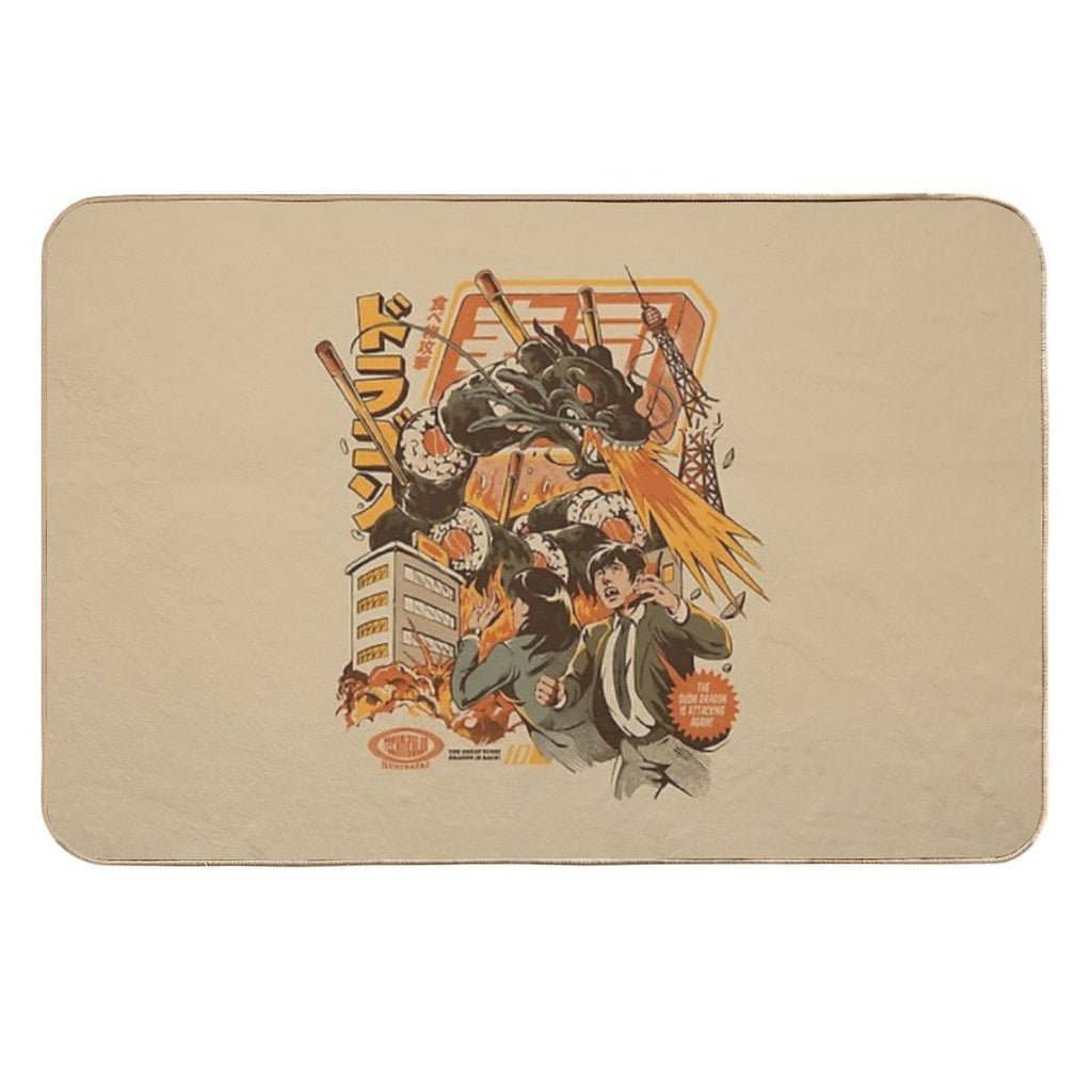 Sushi Dragon Attack  Stain-Proof Bath Mat