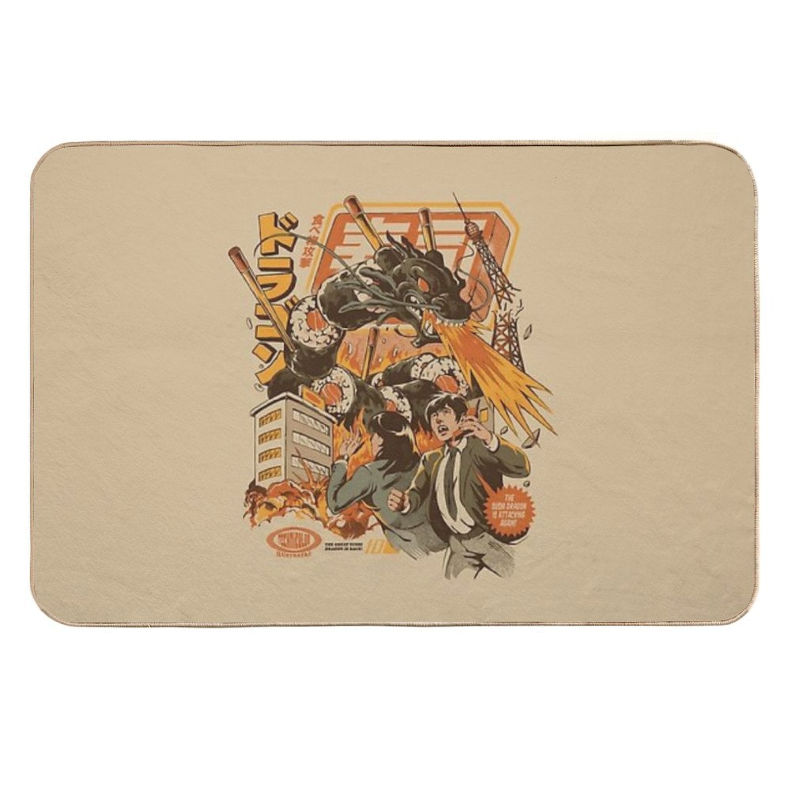 Sushi Dragon Attack  Stain-Proof Bath Mat