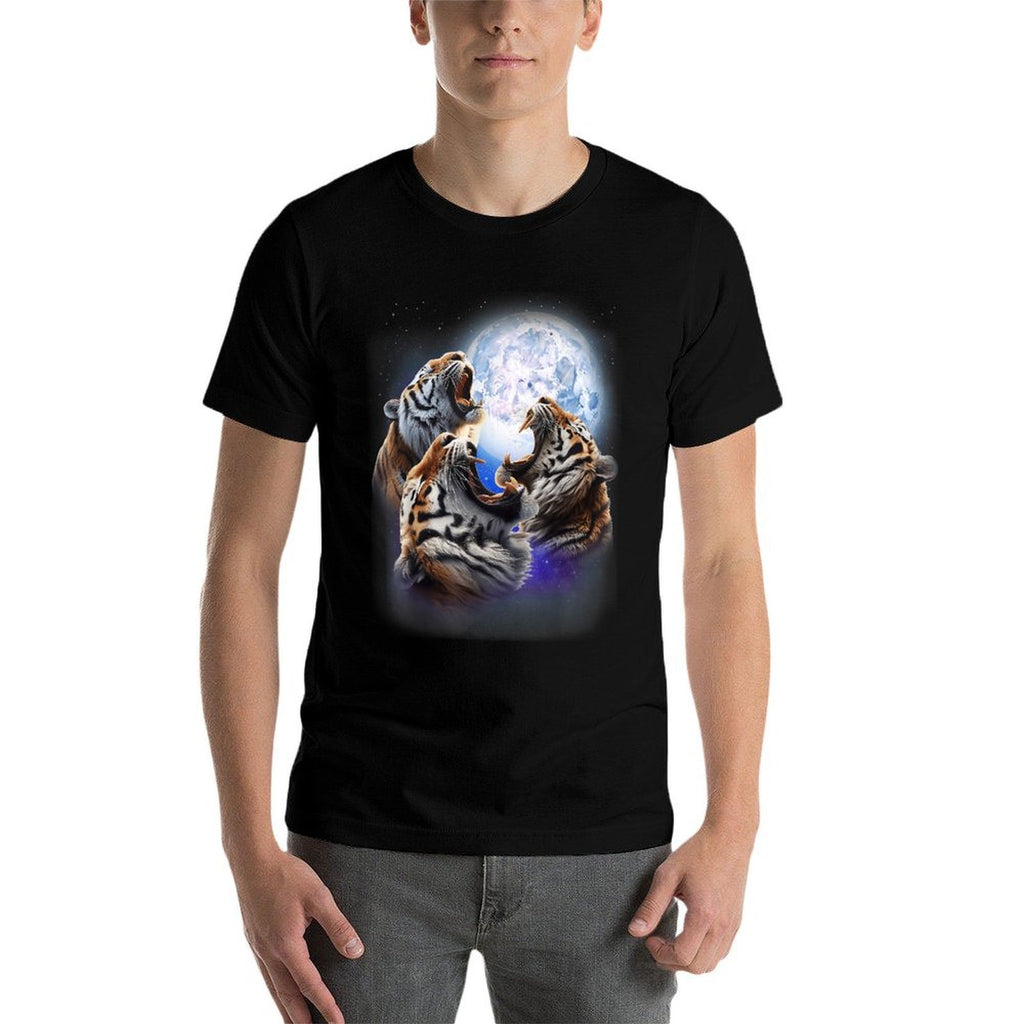 3 Tigers Howling At The Moon Wild Cat Bengal Tiger Lover  Breathable T-Shirt