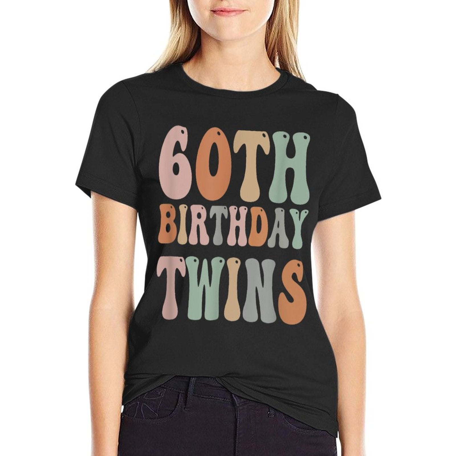 60th Birthday Twins 60 Years Old Twin Sibling Men Women Kids  Wrinkle-resistant T-Shirt