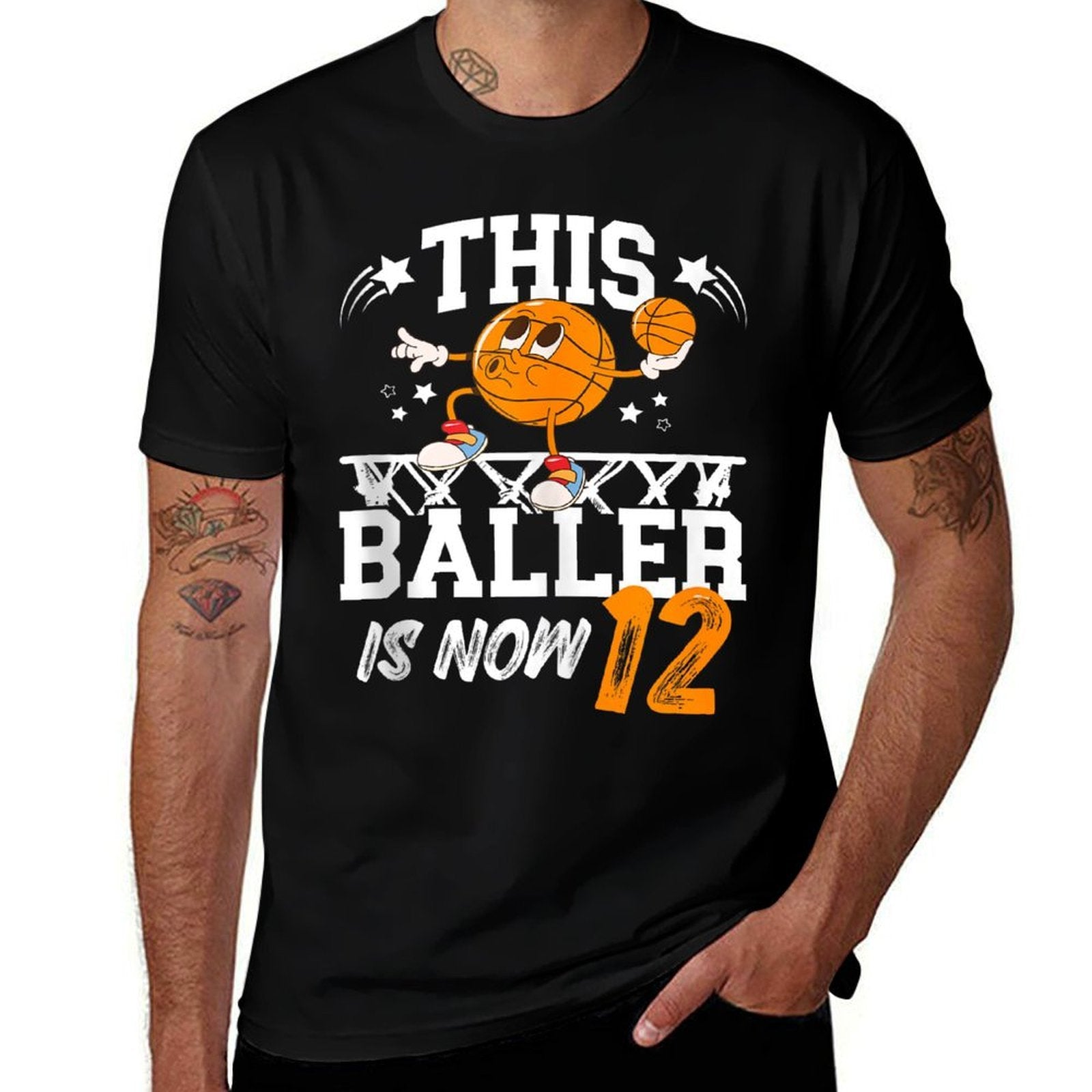 12th Basketball Birthday Twelve Year Old Basketball Player  Oversized Silhouette T-Shirt