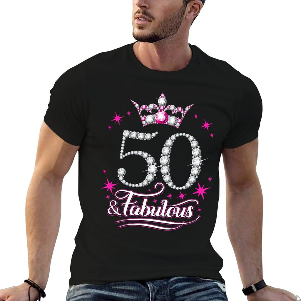 50th Birthday. 50 And Fabulous Women's, Ladies  Cotton T-Shirt