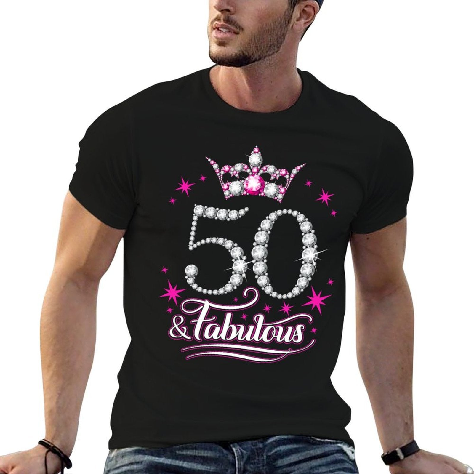 50th Birthday. 50 And Fabulous Women's, Ladies  Cotton T-Shirt