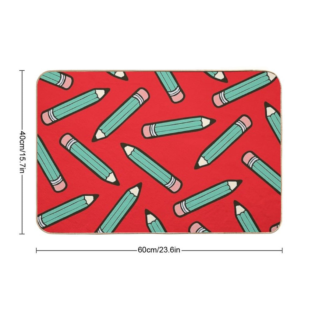 Pencil Power Red Pattern  Dirt-Trapping Bath Mat