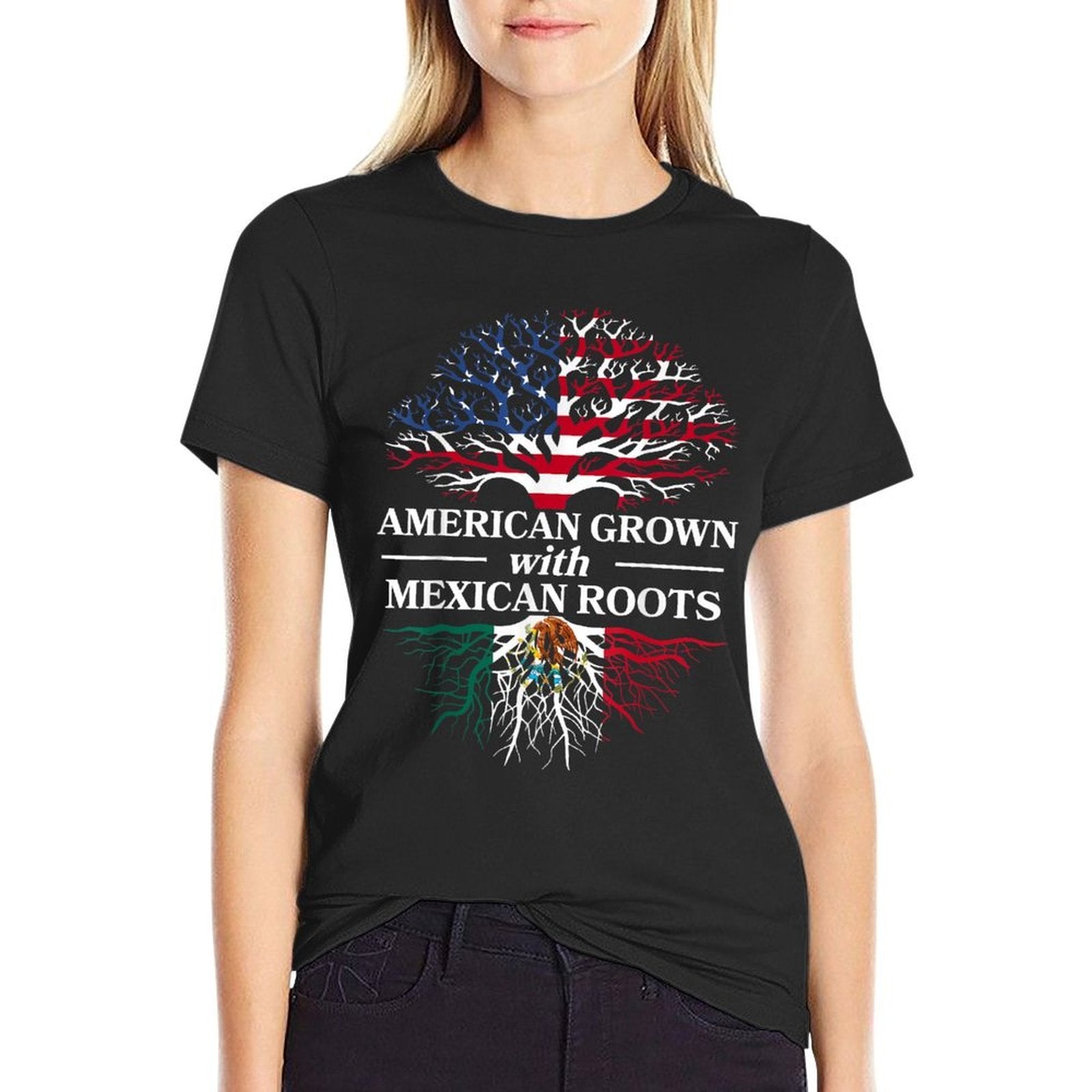 American Grown Mexican Roots Mexico Country Lover Proud Us  Moisture-wicking T-Shirt