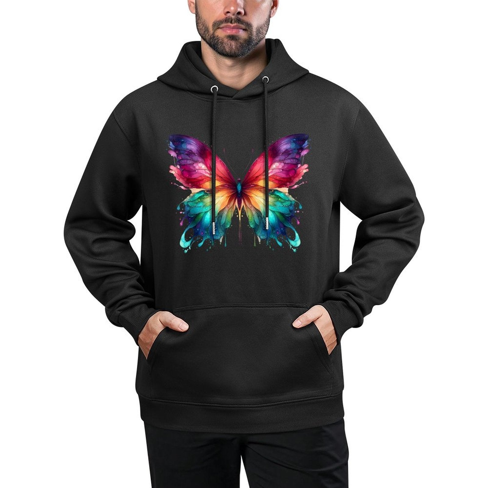Watercolor Butterfly Graphic Men Women Machine Washable Hoodie