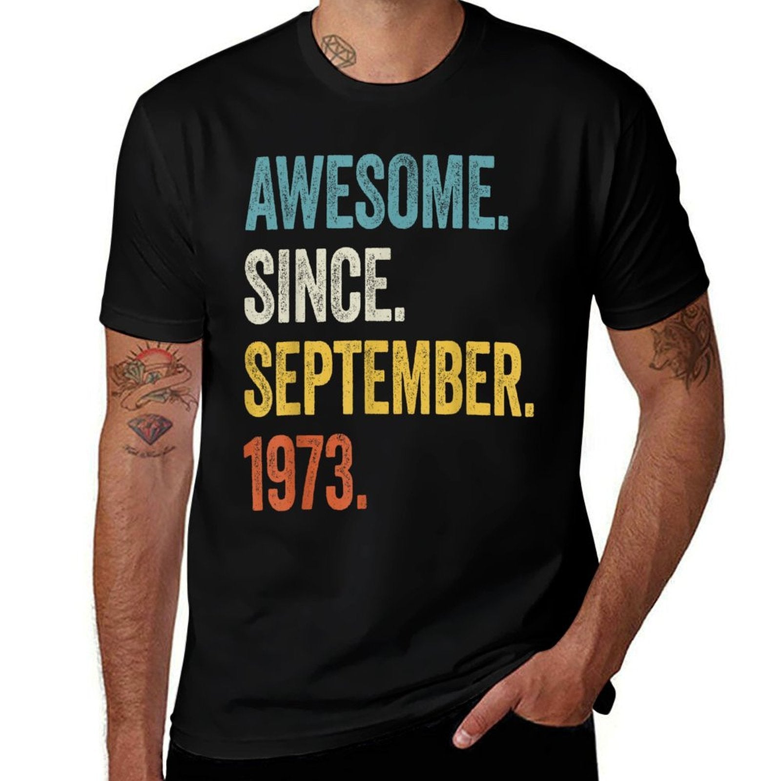 50 Years Old Awesome Since September 1973 50th Birthday  Vintage-inspired T-Shirt