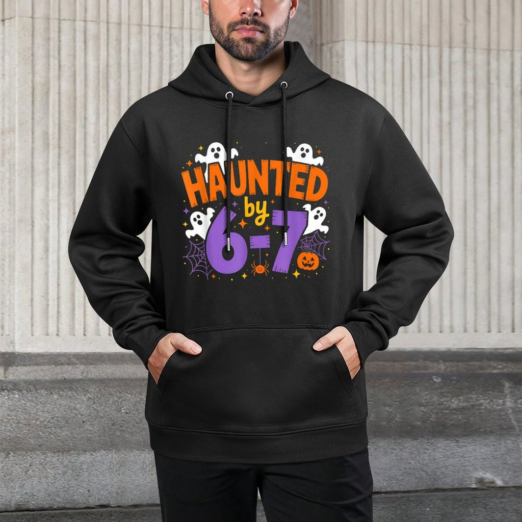 Haunted by 6-7 Halloween Ghosts And Spiders Design Colorfast Hoodie