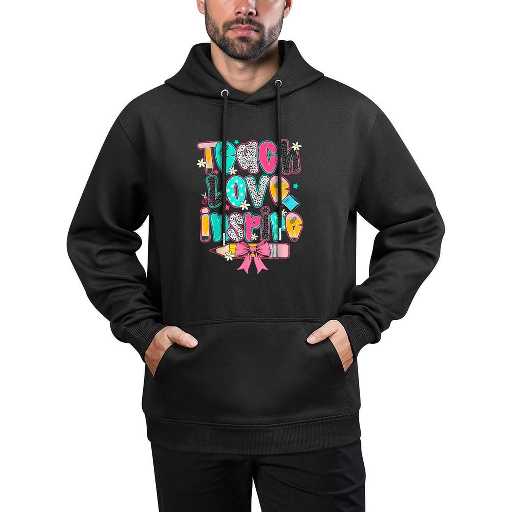 Teach Love Inspire Teacher Coquette Bow Funny Back To School Machine Washable Hoodie