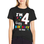 Kids Four 4th Birthday Happy Birthday Boys Girls 4 Years Old 4yr  Stretchy T-Shirt