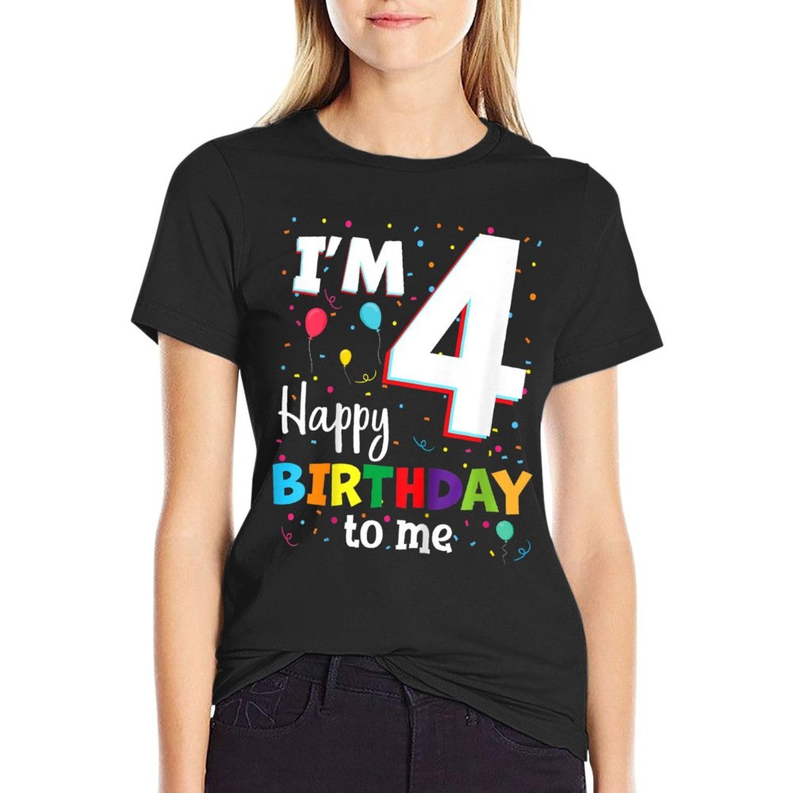 Kids Four 4th Birthday Happy Birthday Boys Girls 4 Years Old 4yr  Stretchy T-Shirt
