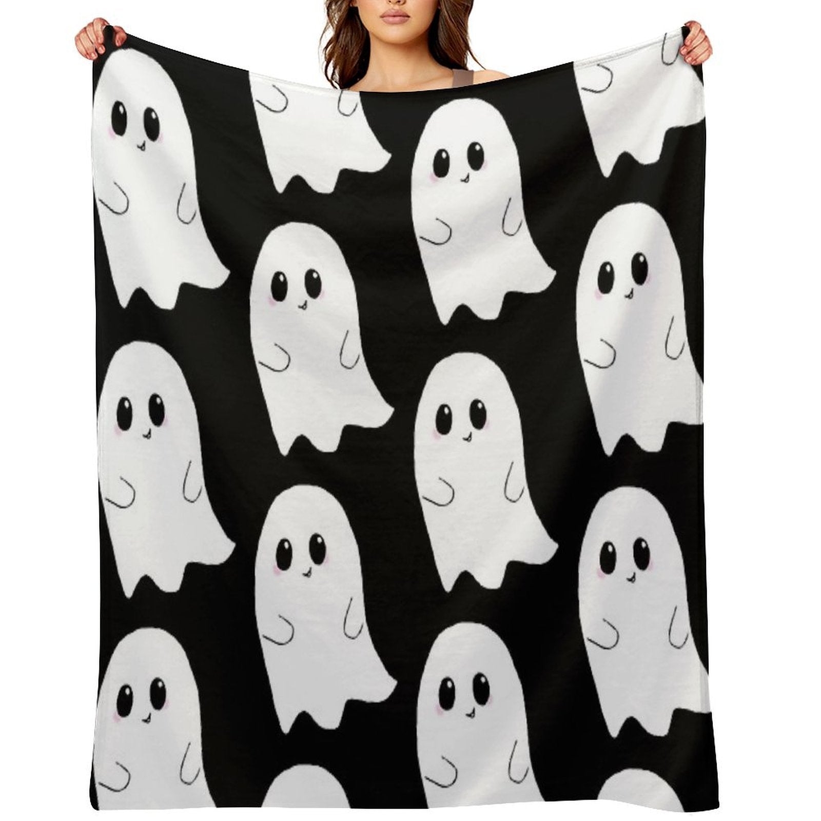 Cute Ghost Easy Care Throw Blanket