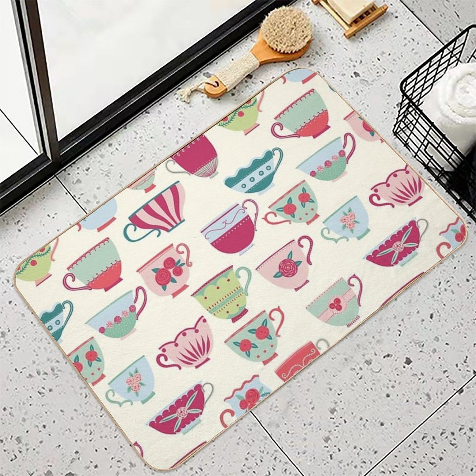 China Teacups  Repositionable Bath Mat