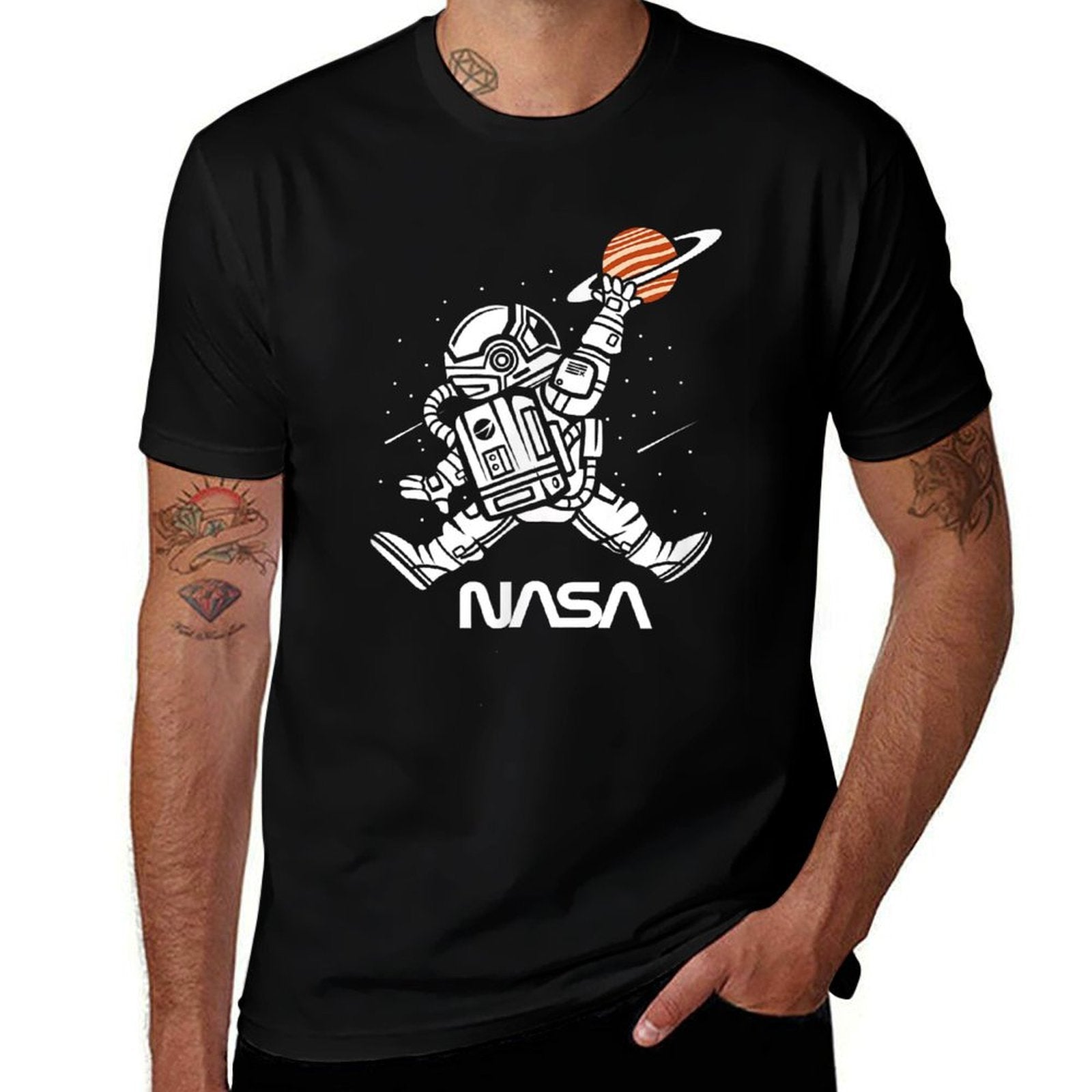 Astronaut NASA Worm Basketball Jump  Wrinkle-resistant T-Shirt