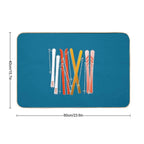 Retro Ski on Dark Blue  Easy Maintenance Bath Mat