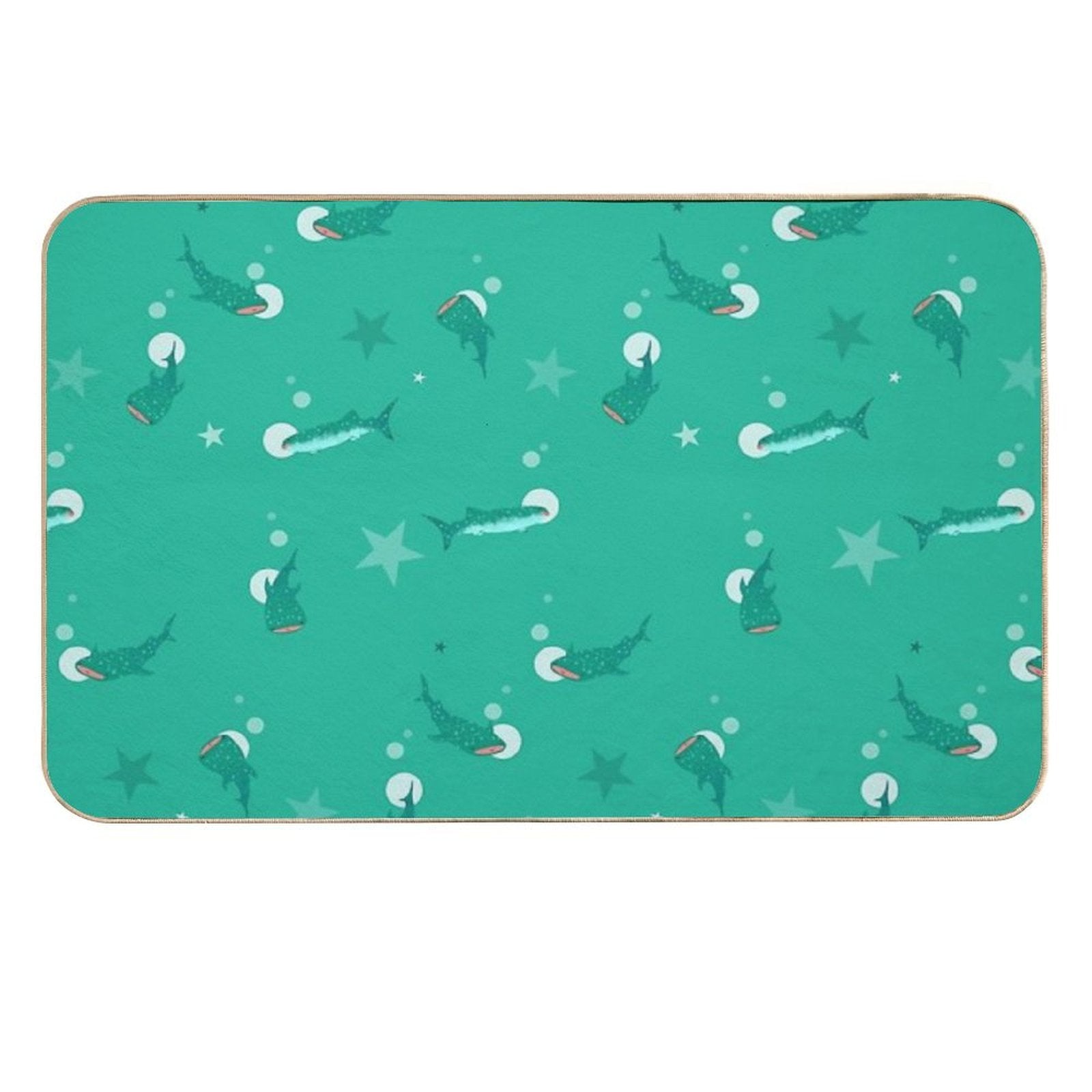 Teal Whale Shark  Easy To Clean Bath Mat