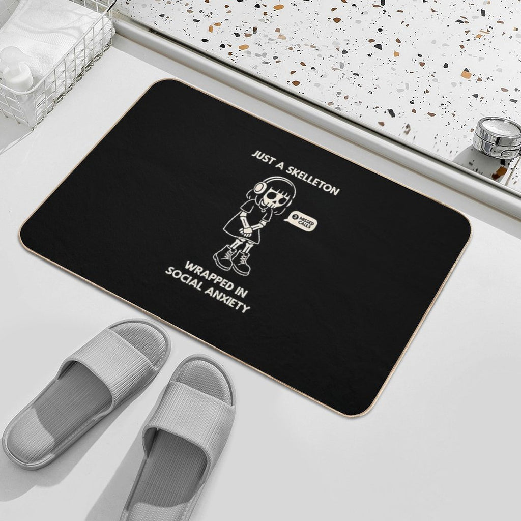 Just A Skeleton Wrapped in Social Anxiety  Easy To Clean Bath Mat